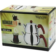 Hünkardem Çaydanlık Seti Üst Demlik: 0.5lt Alt Suluk: 0.75LT Küre Çelik Midi Boy Kendinden Süzgeçli