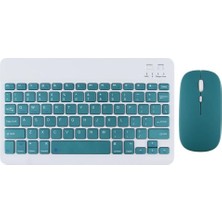 Hepta Collection Tüm Cihazlara Uyumlu Kablosuz Bluetooth Klavye ve Mause Seti Tablet Telefon iPad Koyu Yeşil