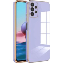 MCasering Samsung Galaxy A73 Uyumlu Telefon Kılıfı Kenarları Parlak Gold Silikon Kılıf Açık Yeşil Lila