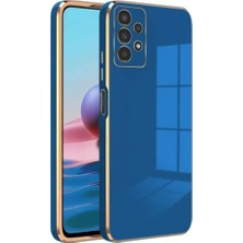 MCasering Samsung Galaxy A13 Uyumlu Telefon Kılıfı Kenarları Parlak Gold Silikon Kılıf Lila Petrol Mavisi