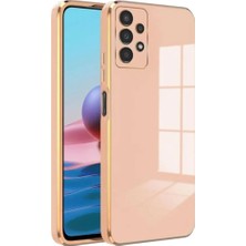 MCasering Galaxy A53 Uyumlu Telefon Kılıfı Kenarları Parlak Gold Silikon Kılıf Lila Rose Gold