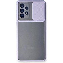 Cepmoda Samsung Galaxy A53 5g Kırmızı Renk Kamera Sürgülü Telefon Kılıfı - Buzlu Mat Kapak Lila