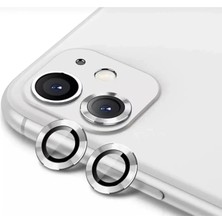 MCasering Iphone 11/12/12 Mini Uyumlu Alüminyum Alaşım Tempered Glass Kamera Lens Koruyucu(2'li Set) Gümüş Şeffaf