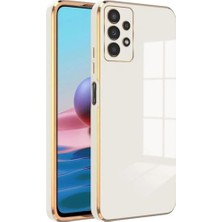 MCasering Samsung Galaxy A73 Uyumlu Telefon Kılıfı Kenarları Parlak Gold Silikon Kılıf Açık Yeşil Krem