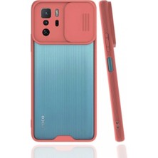 Lionmycase Xiaomi Poco X3 Gt Uyumlu Kılıf Kamera Korumalı Sürgülü Kızak Lens Kapak Renkli Silikon Pembe