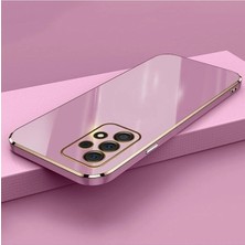 MCasering Samsung Galaxy A53 5g Uyumlu Kılıf Parlak Kenarlı Altın Işlemeli Kamera Korumalı Kapak Mor