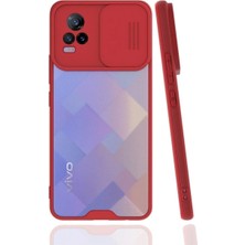 Vivo V21E Kılıf Platin Kamera Koruma Silikon Kırmızı
