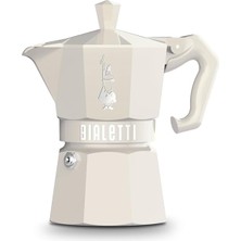 Bialetti - Exclusive: 3 Cups Ocak Üstü Espresso Pişirici - 130ML - Krem Renk - Alüminyum Gövde - Pat