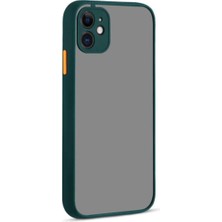 MCasering Iphone 12 Kılıf Kırmızı Arkası Buzlu Telefon Kılıfı Koyu Yeşil