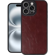 Magicool Iphone 16 Pro Max Kılıf Aras Deri Kapak - Bordo