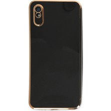 Cepmoda Xiaomi Redmi 9A Kamera Korumalı Çizgi Detaylı Parlak Silikon Kapak -  Siyah Telefon Kılıfı Siyah