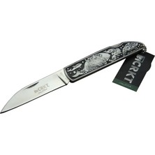 Crkt Cr 0102 Kamp Çakı 20 cm - Balık Desenli Metal Sap, Kılıflı