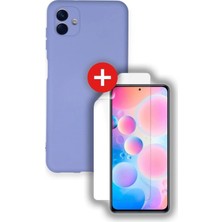 Ahk Samsung A04 Kılıf Kamera Çıkıntılı Nano Lansman Soft Kadife Silikon Lila Ekran Koruyucu Lila