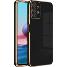MCasering Samsung Galaxy A32 Uyumlu Telefon Kılıfı Kenarları Parlak Gold Silikon Kılıf Siyah Siyah
