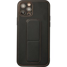 Andeka Newface Iphone 12 Pro Kılıf Coco Deri Standlı Kapak - Siyah Siyah