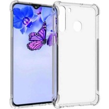 Trendtech Samsung Galaxy A21 Ultra Kalınlaştırılmış Koruma Şeffaf Köşeli Silikon Kılıf Renksiz
