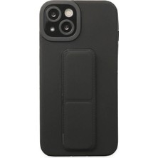 MCasering Iphone 14 Plus Kılıf Kamera Korumalı Soft Tasarım Mega Standlı Silikon Siyah