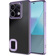 MCasering Xiaomi Redmi Note 13 Pro 5g Kılıf Logo Yeri Açık Kamera Lens Korumalı Renkli Kenarlı Şeffaf Silikon Lila