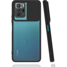 Lionmycase Xiaomi Poco X3 Gt Uyumlu Kılıf Kamera Korumalı Sürgülü Kızaklı Kayar Lens Kapak Renkli Silikon Siyah