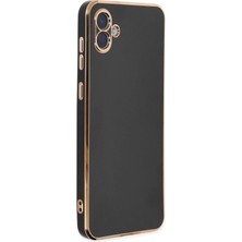 MCasering Samsung Galaxy A05 Kılıf Parlak Kamera Lens Korumalı Gold Detaylı Silikon Kılıf Siyah