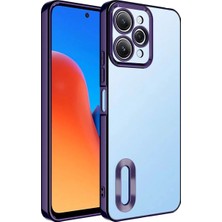 MCasering Xiaomi Redmi 12  Kılıf Logo Yeri Açık Kamera Lens Korumalı Renkli Kenarlı Şeffaf Silikon Lacivert