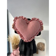 Kai Home Lovely Kalp Fırfırlı Keten Iç Dolgulu Yastık / Kırlent 50CM