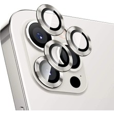 Anatolia Teknoloji Iphone 12 Pro Max Metal Çerçeveli (Beyaz) Kamera Koruma Lensi
