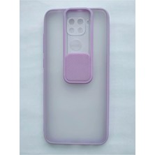 Fashion Case Xiaomi Redmi Note 9 Uyumlu  Kamera Sürgülü Lens Korumalı Kılıf Lila