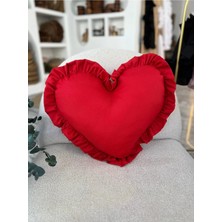 Kai Home Lovely Kalp Fırfırlı Keten Iç Dolgulu Yastık / Kırlent