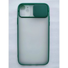 Fashion Case Iphone 11 Uyumlu Kamera Sürgülü Lens Korumalı Kılıf Koyu Yeşil