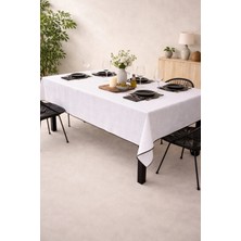 Kai Home Shine White Keten Nakış Detaylı Masa Örtüsü 160X220