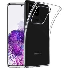 Samsung S20 Ultra Kılıf Antishock Silikon Köşeli Şeffaf Airbag Arka Kapak Beyaz