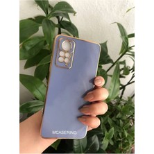 MCasering Xiaomi Redmi Note 12PRO 4g Uyumlu Kılıf Altın Detaylı Canlı Renkli Silikon Mavı