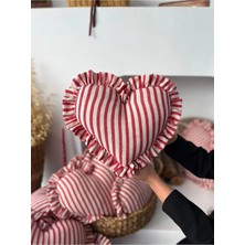 Kai Home Lovely Kalp Fırfırlı Keten Iç Dolgulu Yastık / Kırlent 30CM