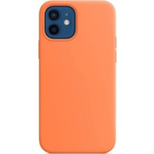 Iphone 12 Turuncu Lansman Içi Kadife Kılıf Antishock Silikon Köşeli Airbag Arka Kapak Turuncu