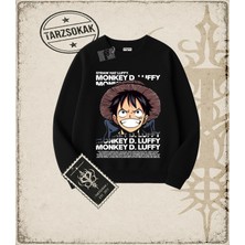 Tarzsokak One Piece Anime Karakterleri  Oversize Unisex Bisiklet Yaka Sweatshirt Beyaz