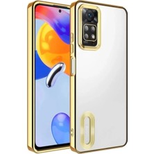 MCasering Xiaomi Redmi Note 11S/11 Uyumlu Kılıf Kamera Korumalı Logo Gösteren Omega Kapak Gold