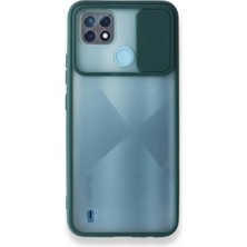 Xd Realme C21 Kılıf Palm Buzlu Kamera Sürgülü Silikon - Yeşil Karışık