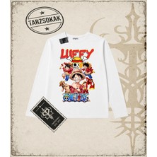Tarzsokak One Piece Anime Karakterleri  Biskilet Yaka  Long Sleeve Beyaz