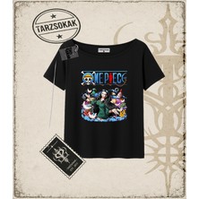 Tarzsokak One Piece Anime Karakterleri  Kadın Kayık Yaka Tişört Beyaz