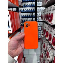 MCasering iPhone 12 Uyumlu Soft Kadife Doku Lansman Kapak Turuncu