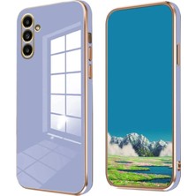 MCasering Samsung Galaxy A14 Uyumlu Kılıf Altın Detaylı Canlı Renkli Silikon Mavı