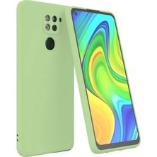 MCasering Xiaomi Redmi Note 9 4g Uyumlu Kamera Koruma Çıkıntı Soft Kadife Doku Lansman Kapak Acik Yesil