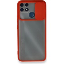 Xd Realme C25 Kılıf Palm Buzlu Kamera Sürgülü Silikon - Kırmızı Karışık
