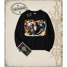 Tarzsokak One Piece Anime Karakterleri  Oversize Unisex Bisiklet Yaka Sweatshirt Beyaz