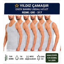 Yıldız Çamaşır Erkek Bambu Likralı Askılı Atlet (315-316-317-318)- 6 Adet