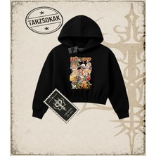 Tarzsokak One Piece Anime Karakterleri  Kadın Crop Kapşonlu Sweatshirt Beyaz