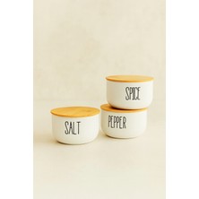 Kai Home 3lü Cam Bambu Kapaklı Salt/pepper/spice Kavanozu