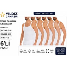 Yıldız Çamaşır Erkek Kaşkorse Likralı Ince Askılı Atlet (310-311-312) - 6 Adet