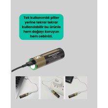 Zero Land Novapazr Type-C USB ile Hızlı Şarj Edilebilir Aa Kalem Pil | 1.5V Lityum | Çiftli Paket
